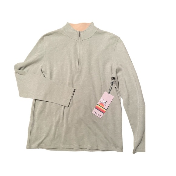 C&C California Surfing Clothing Co Mens Size Medium Quarter Zip Light Green NWT - Picture 1 of 6